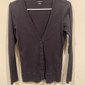 Lands' End Women's Dark Gray Cardigan Sweater